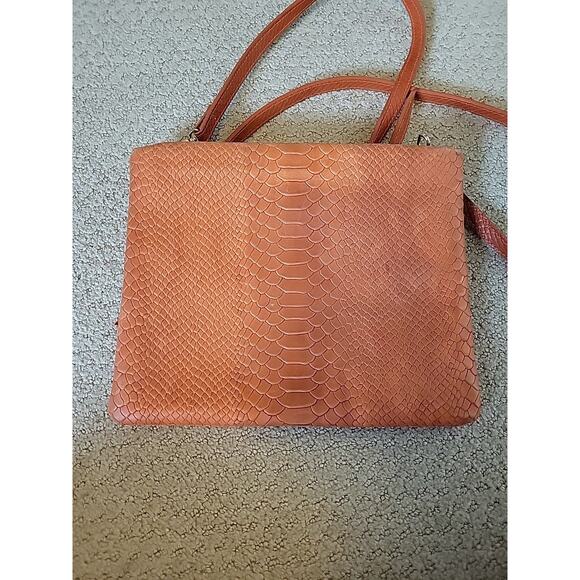 Gigi New York Embossed Leather Crossbody Bag Orange - Picture 6 of 14